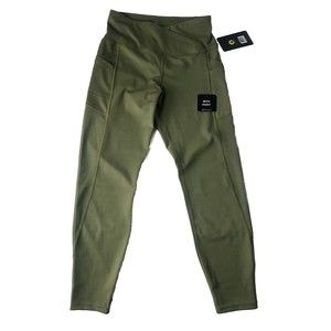 Body Glove Women's 7/8 Leggings Media Pockets Olive Small NWT